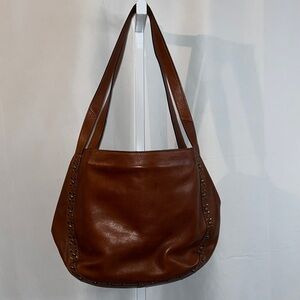 Boho Style Classic All Leather Stud-Trim Shoulder Bag/Purse by Vilenca